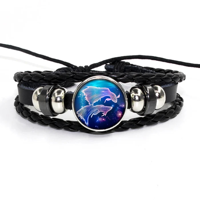 Zodiac Leather Braided Bracelet | š„FLAT 50% OFF SALEš„