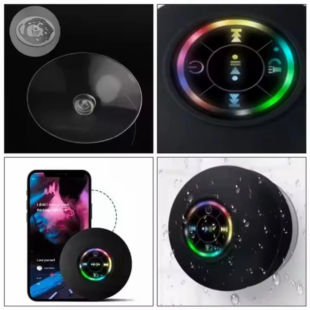 🔥 Waterproof Bluetooth Shower Speaker – RGB Lights, Strong Suction Cup & Built-in Mic 🔥