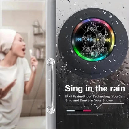 🔥 Waterproof Bluetooth Shower Speaker – RGB Lights, Strong Suction Cup & Built-in Mic 🔥